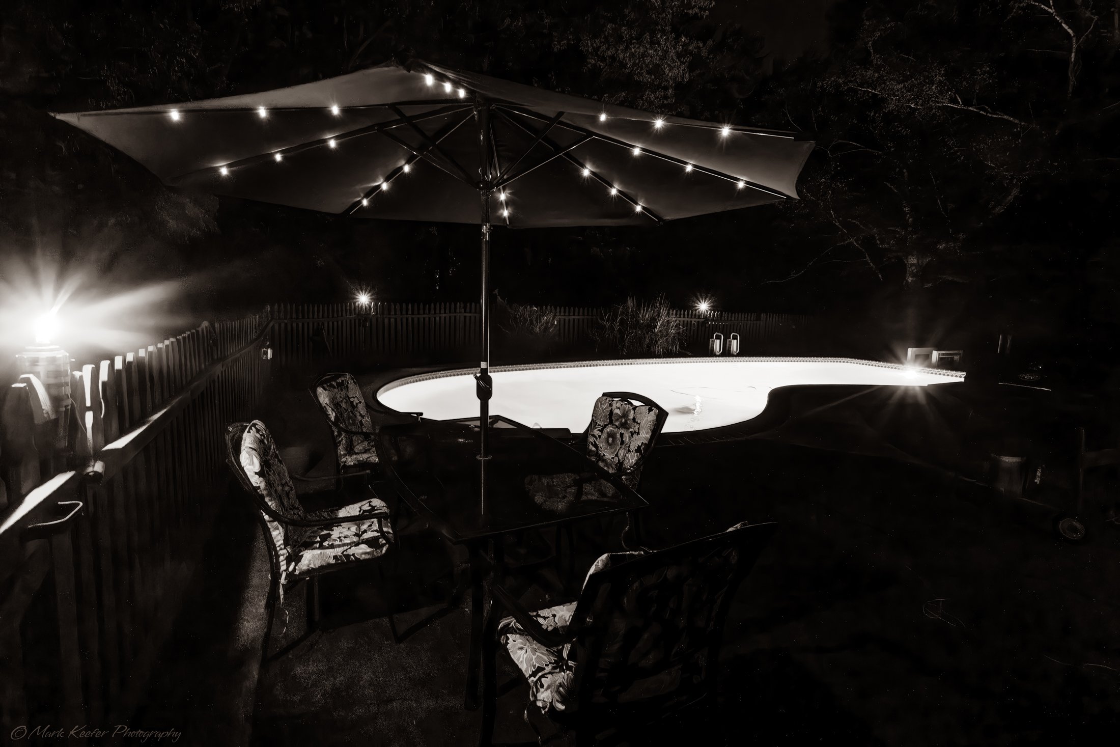 By fence Back yard Pool at Night48606 BW  9-10-2024-.jpg