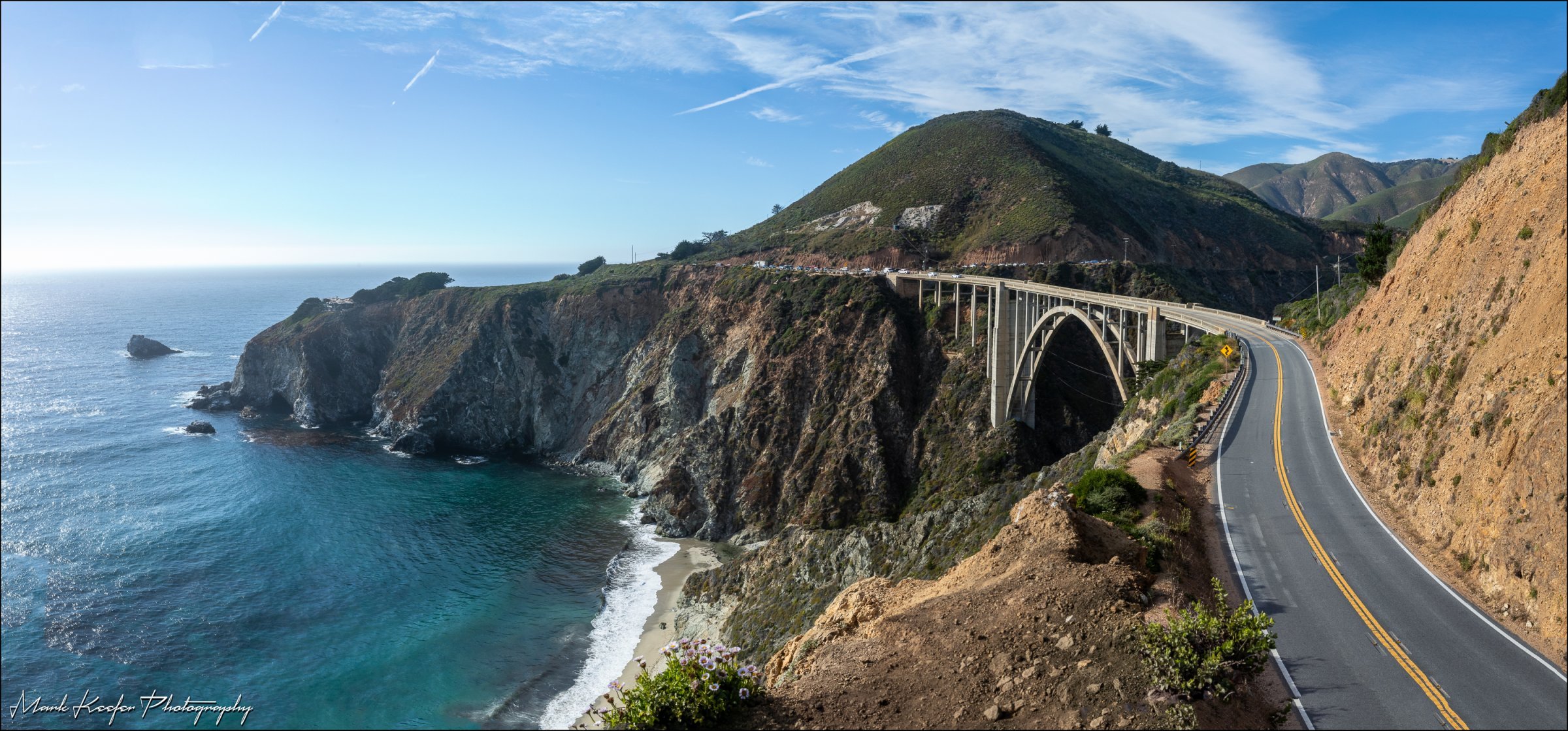 Bixby Bridge Panorama Composite 14 x 32-megapixel shots stitched together to create an 84.5-megapixel image reduced her to 3000 pixels wide.